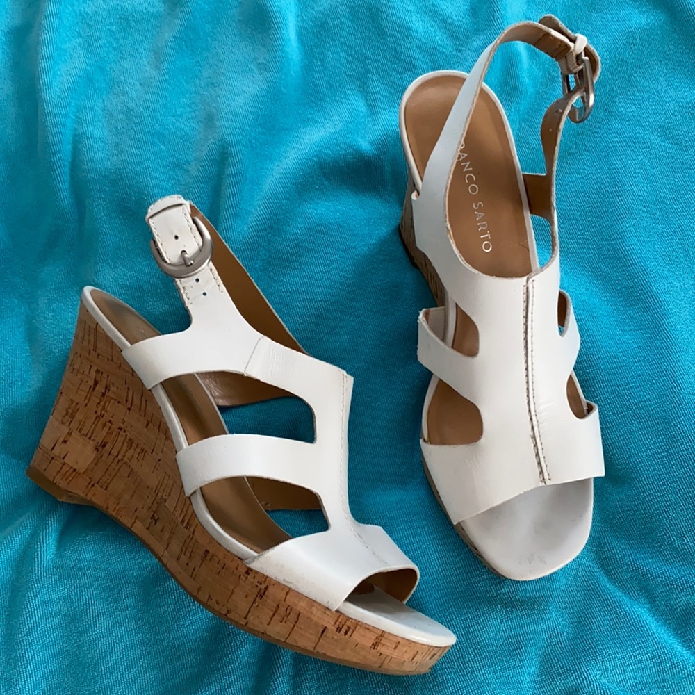 Franco Sarto summer 3.5” wedge white sandals